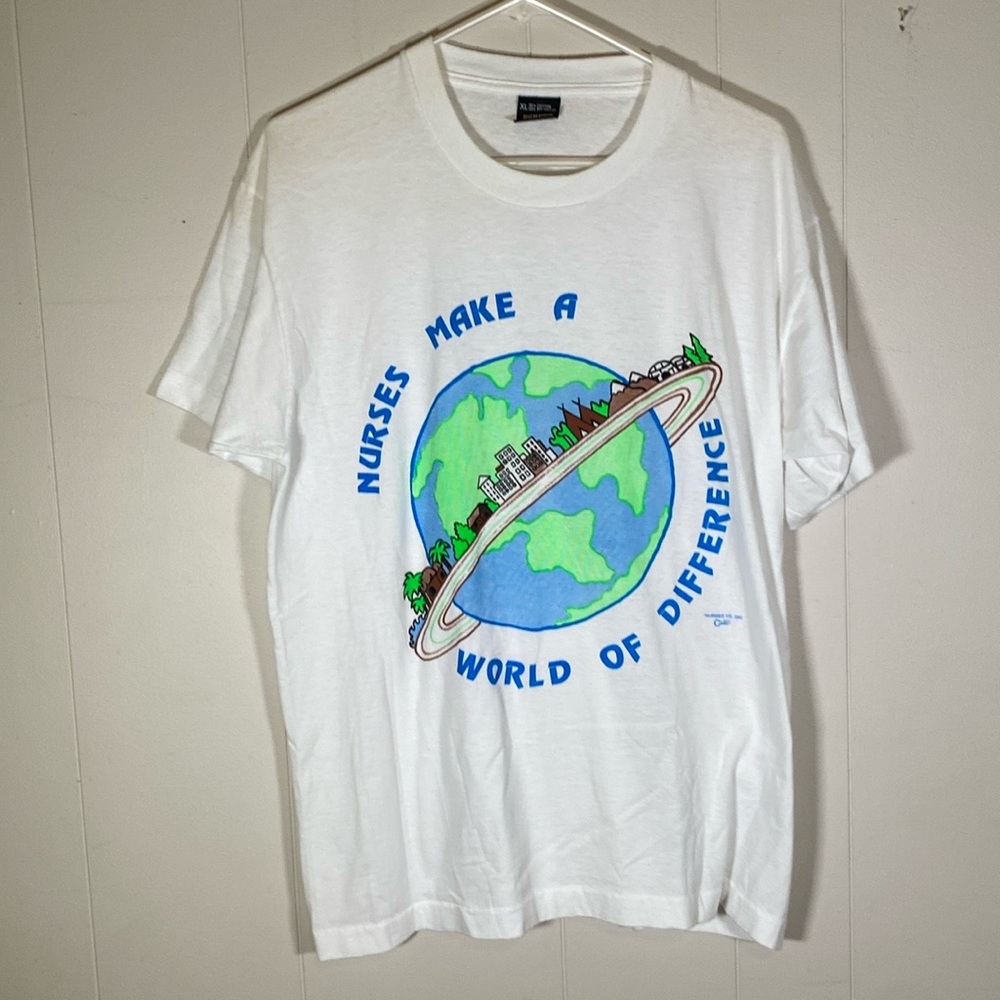 Vintage 90s screen stars nurses make a difference single‎ stitch t shirt size XL